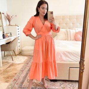 Orange Midi Skirt and Top Set